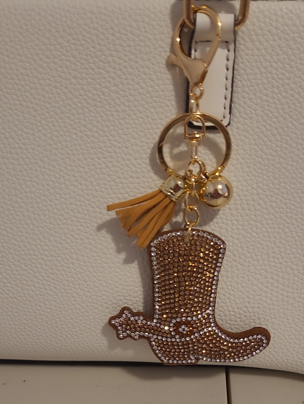 Crystal Cowboy Boot Keychain Charm